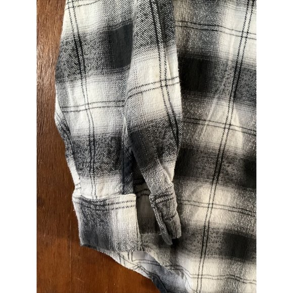Vintage Greatland Sportswear Mens Plaid Flannel Medium Black & White Lightweight - Picture 6 of 8